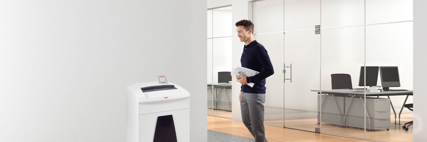 HSM SECURIO Aktenvernichter zentral platziert für die Büroetage / Abteilung