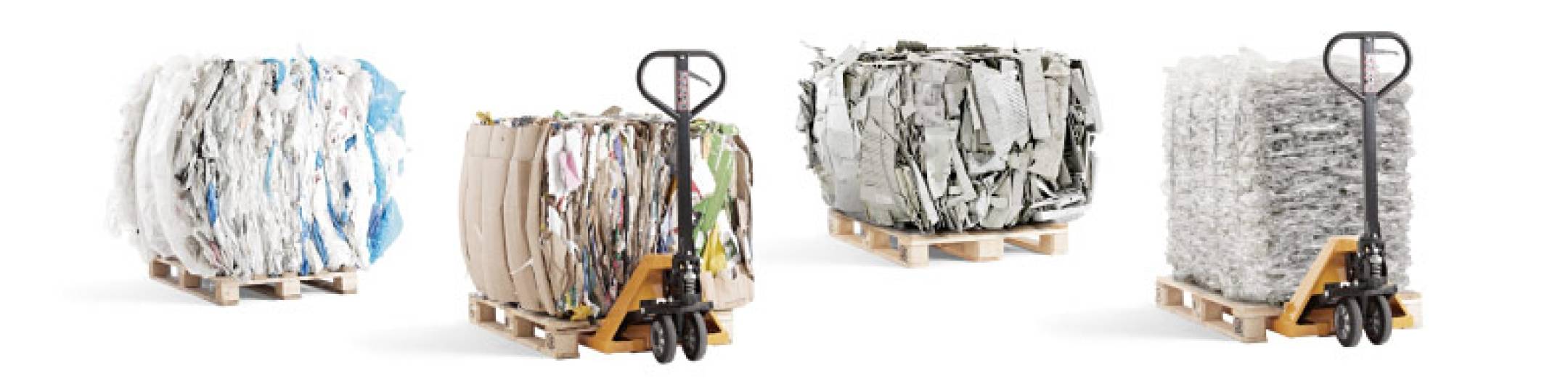 Ballen aus verschiedenen Materialien Karton, Folie, Hartplastic und PET